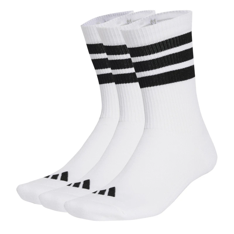 Image of adidas 3 Pack Crew Socks Adults White/Black 3S unisex M 6.5-8