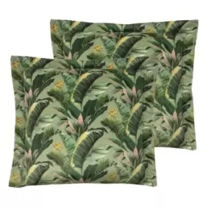 Image of Evans Lichfield Manyara Polyester Filled Cushions Twin Pack Leaves