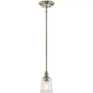 Image of 1 Bulb Ceiling Pendant Light Fitting Classic Pewter LED E27 60W Bulb