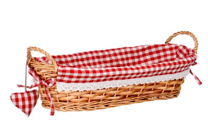 Image of Orsina Red Gingham Lining Oblong Willow Basket