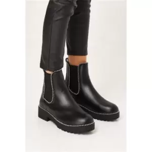 Image of I Saw It First Black Studded Trim Chelsea Boots - Black