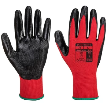 Image of Portwest - A310R8RM - sz M Flexo Grip Nitrile Glove - Red/Black