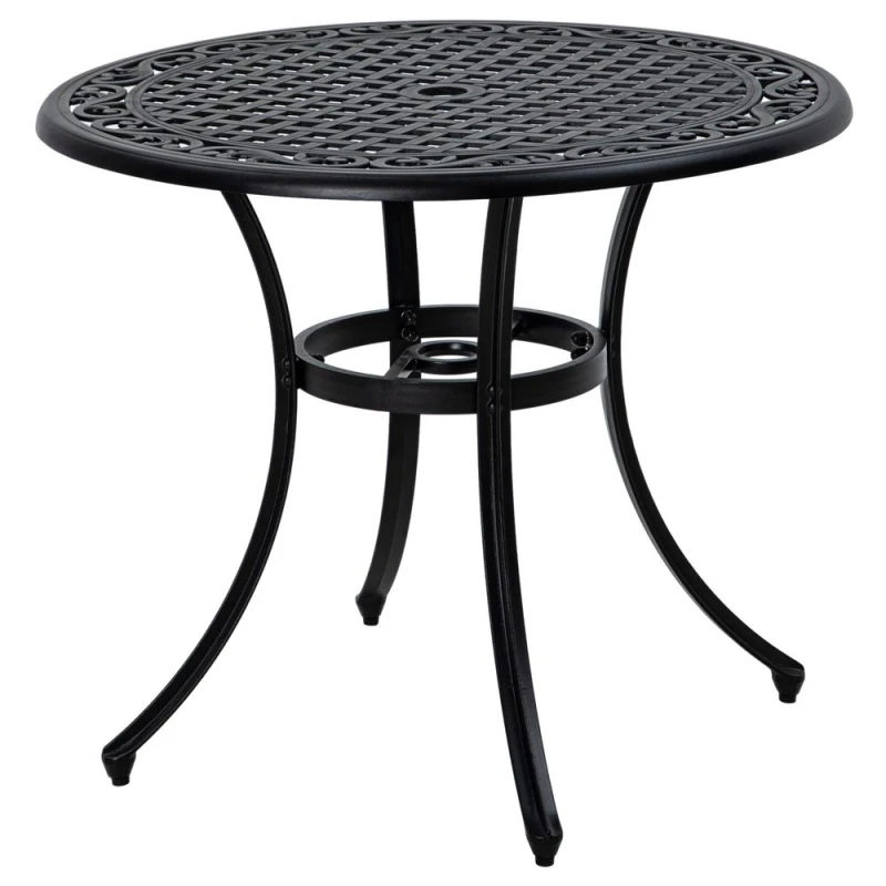 Image of Outsunny Garden Table w/ Parasol Hole, 2-4 Seat - Black 84G-314V00BK