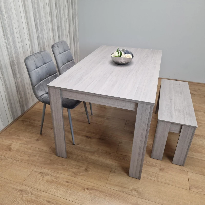 Image of KOSY KOALA Dining Table Set with 2 Chairs Dining Room and Kitchen table set of 2,and Bench Grey