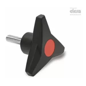 Image of Elesa - soft Three-arm knob-VB.839/80 p-M10x30-Soft-C6 Red