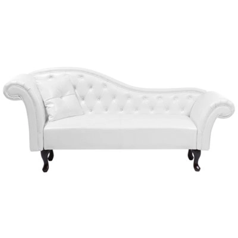 Image of Beliani Left-Hand Chaise Lounge Lattes Faux Leather White