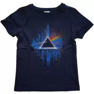 Image of Pink Floyd - Dark Side of The Moon Blue Splatter Kids 5-6 Years T-Shirt - Blue