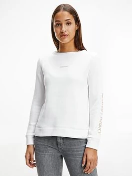 Image of Calvin Klein Zebra Organic Logo Fleece Sweatshirt - White Size XS Women