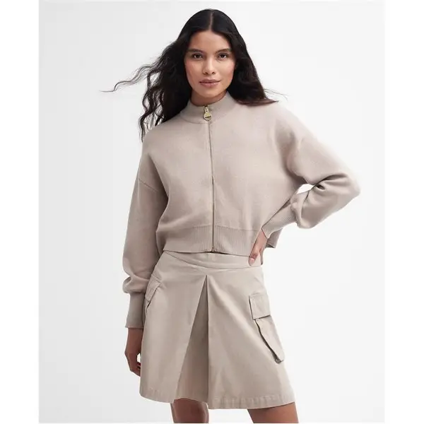 Image of Barbour International Kinghorn Knitted Bomber Jacket - Nude 14