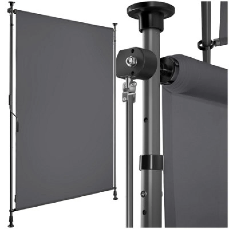 Image of Tectake Retractable Awning Taija - Tooless Installation, With Hand Crank, Retractable And Uv Blocking 100 X 310 Cm - Dark Grey