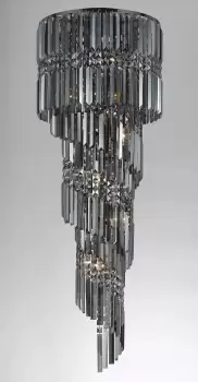Image of Toronto 14 Light Gun Metal Smoked Crystal Flush Fitting