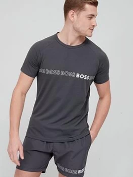 Image of BOSS Repeat Logo Swim T-Shirt - Charcoal , Charcoal Size M Men
