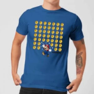 Image of Nintendo Super Mario Coin Drop Mens Blue T-Shirt - S - Blue