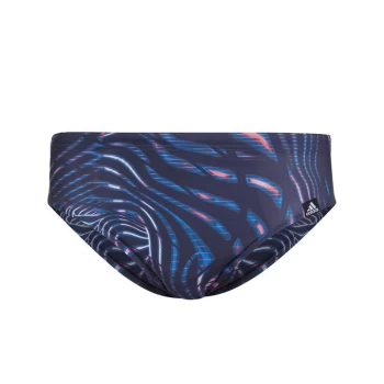 Image of adidas Graphic Souleaf 3-Stripes Swim Trunks Mens - Blue