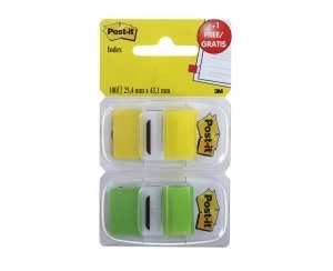 Image of 3M Post It Tape Flags 43x25mm 100 Sheets YellowGreen