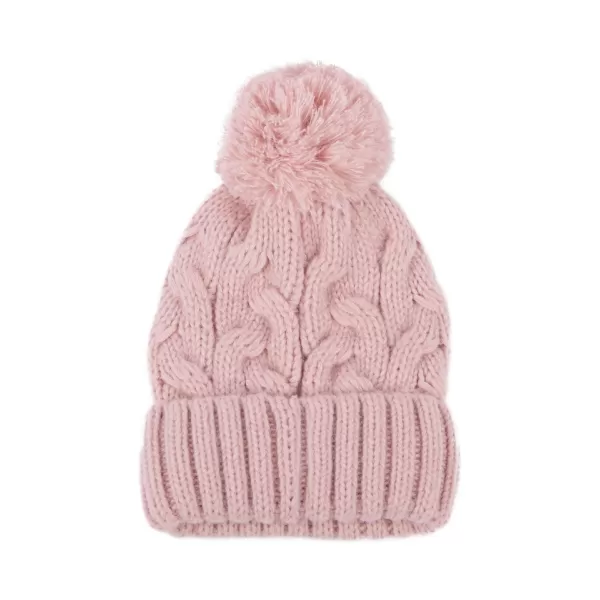Image of totes Cable Knit Hat with Pom Pom Detail Pink