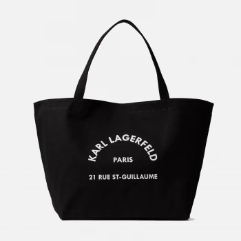 Image of KARL LAGERFELD Womens K/Rue St Guillaume Canvas Tote Bag - Black