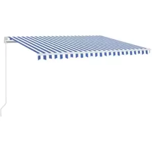 Image of Vidaxl - Manual Retractable Awning 450x350cm Blue and White Blue
