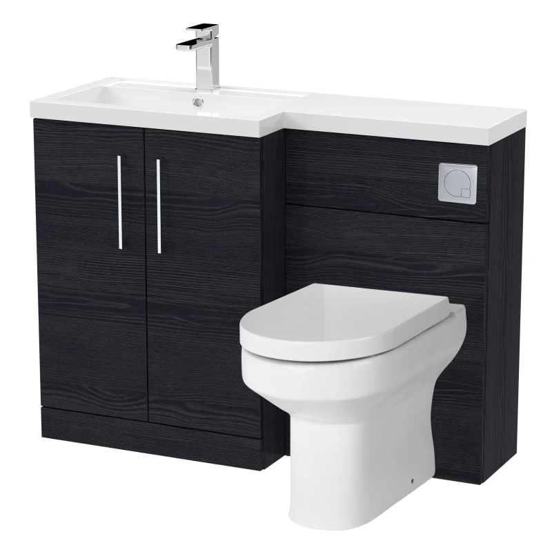 Image of Balterley Floor Standing Vanity Basin WC Unit - Charcoal Black Woodgrain Black Unisex
