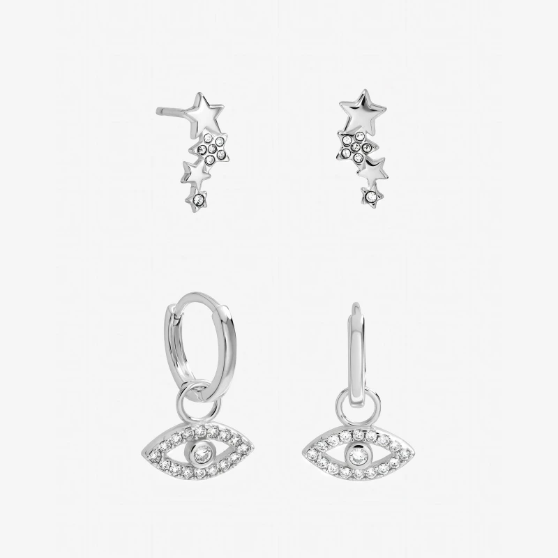 Image of Inicio Sterling Silver Celestial Earrings - Pack of 2 Multi Earrings One Size Silver 40029411000