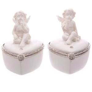 Image of Glitter Wings Heart Shaped Cherub (Pack Of 6) Trinket Box