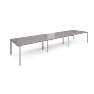 Image of Adapt 6 Person Bench Office Desk - 4800mmx1200mm - Silver - Grey Oak