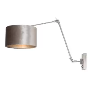 Image of Prestige Chic Wall Lamp with Shade Steel Brushed, Zinc Taupe