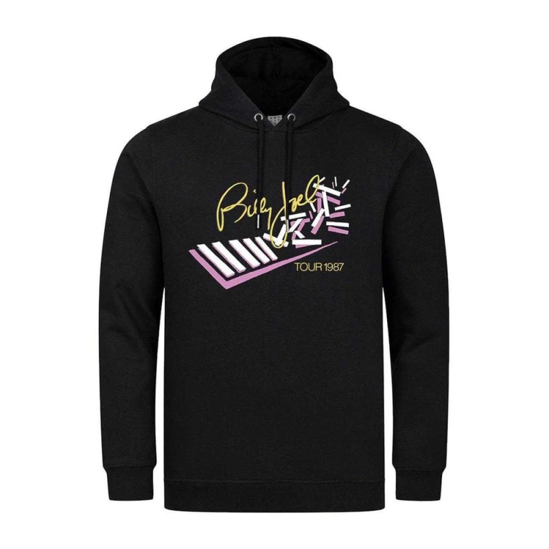 Image of Amplified Mens Tour 1987 Billy Joel Hoodie in Black Size: XS Black Male XS