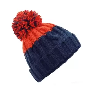 Image of Beechfield Apres Beanie (One Size) (Oxford Navy/Fire Red)