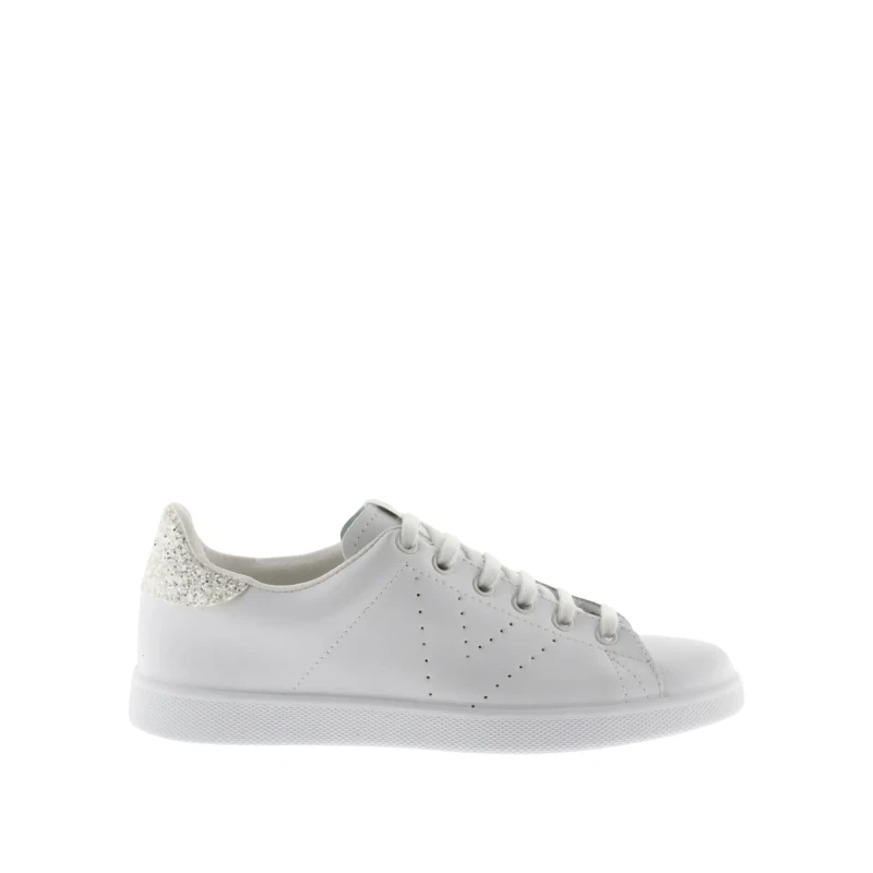 Image of VICTORIA Leather and Glitter Trainers White Women 36 (3.5);39 (5.5 to 6);38 (5);37 (4)