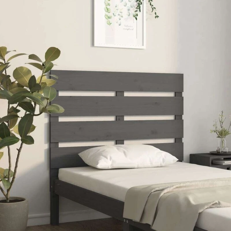 Image of Vidaxl Headboard Grey 100X3X80 Cm Solid Wood Pine, Grey 821334