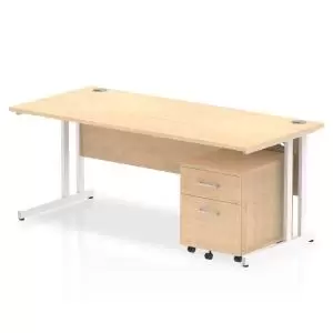 Image of Impulse 1800 x 800mm Straight Office Desk Maple Top White Cantilever