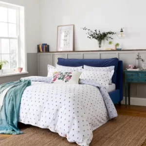 Image of Joules Botanical Bugs Chalk 100% Brushed Cotton Duvet Cover Set Chalky White