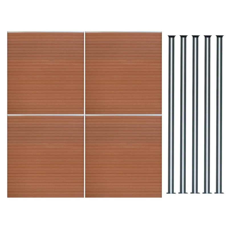 Image of Monstershop Composite Fence Panels & LED Posts 6ft x 23ft - Brown Brown Unisex