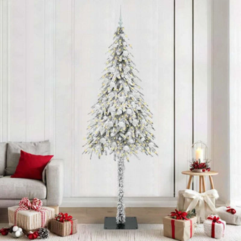 Image of vidaXL Christmas Tree with 300 LEDs, White Balls White 210cm PE and Steel, White 3396245