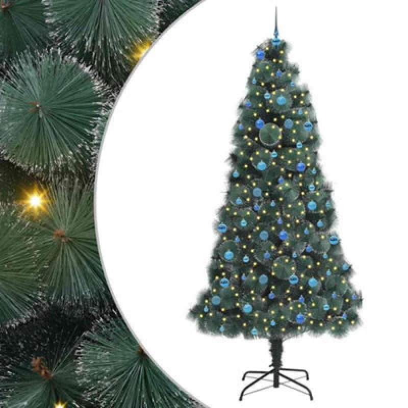Image of vidaXL Artificial Pre-lit Christmas Tree with Ball Set Green 240 cm, Green 3396197