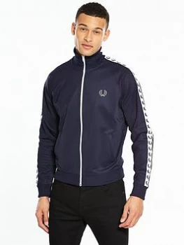 Image of Fred Perry Taped Track Jacket - Carbon Blue , Carbon Blue, Size 2XL, Men