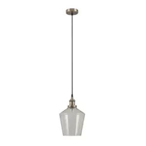 Image of Clear Glass Cloche with Antique Brass Fittings Pendant Ceiling Light