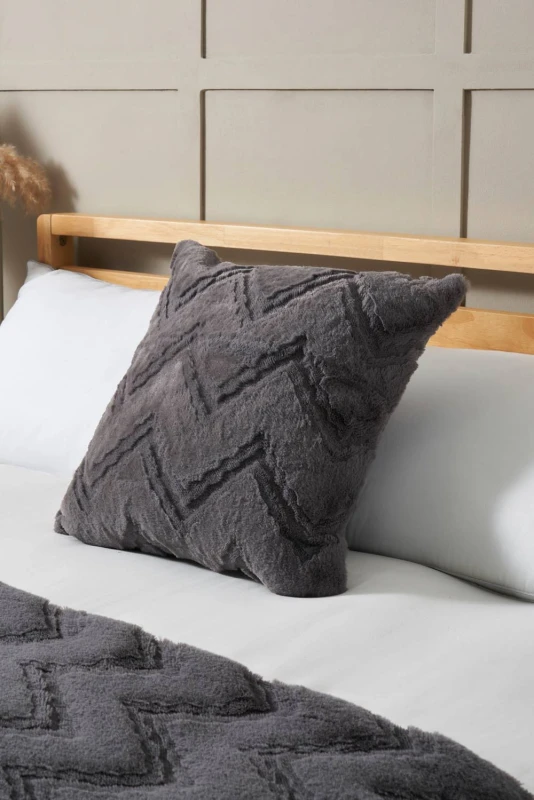 Image of BHS Cheveron Cushion in Charcoal Charcoal Unisex