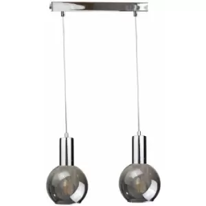 Image of Keter Supra Bar Pendant Ceiling Light Silver, 50cm, 2x E27