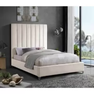 Image of Alexo Upholstered Beds - Plush Velvet, Small Double Size Frame, Cream - Cream
