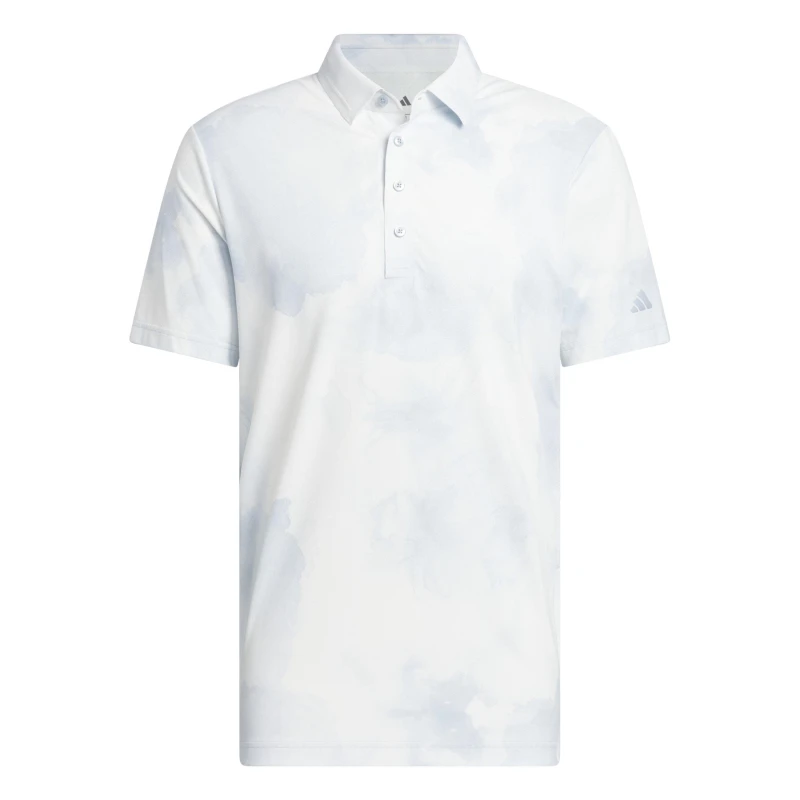 Image of adidas Mens Trainer Printed Mesh Short Sleeve Performance Polo Shirt WonBlue/White male L