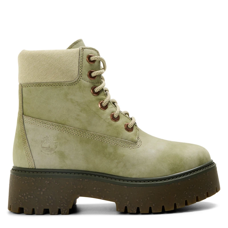 Image of Timberland Womens 6" Lace Up Waterproof Flat Ankle Boots Light Green female 3.5 (36)