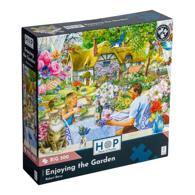 Image of The House Of Puzzles Enjoying the Garden, BIG 500 Piece Jigsaw Puzzle Multi unisex