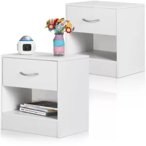 Image of Night Stand Table Bedside Cabinet Bedroom Furniture Drawer Side Storage Home 2er Set weiß (de)