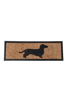Image of Black Dog Silhouette Non-Slip Coir Doormat