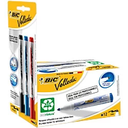 Image of Bic Velleda Drywipe Bullet Tip Whiteboard Marker Blue Pack of 12 Markers