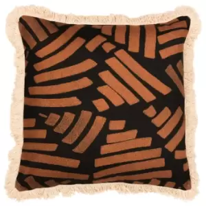 Image of Oromo Fringed Cushion Brown, Brown / 45 x 45cm / Polyester Filled