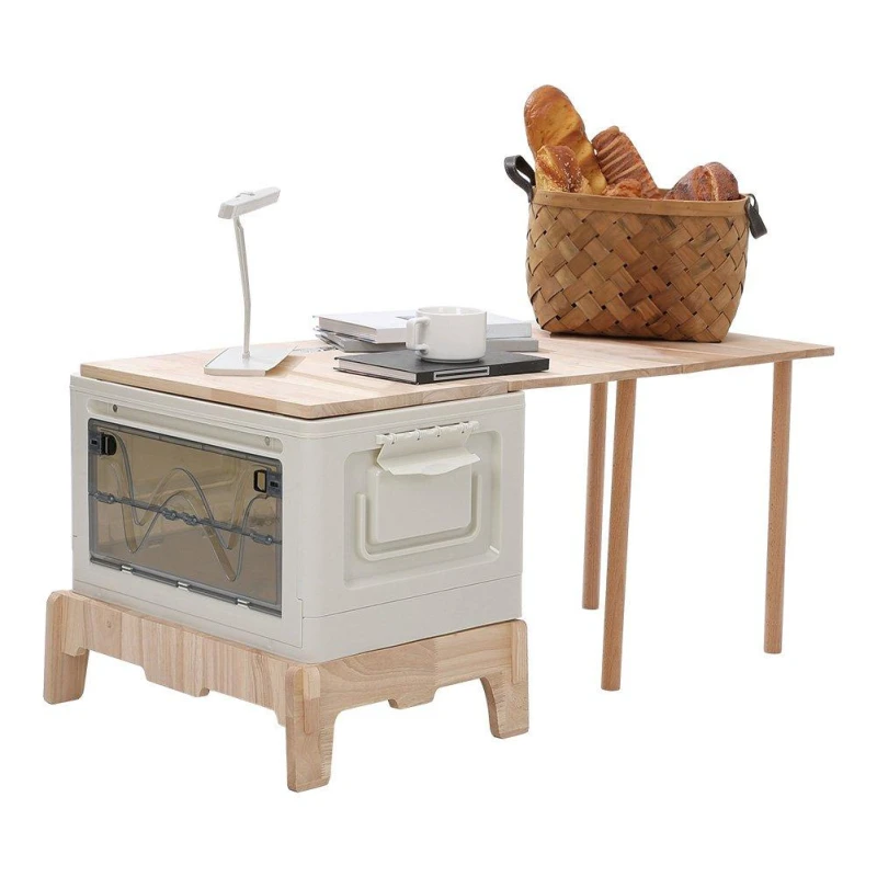 Image of Breeins Camping Foldable Camping Storage Box with Table White And Brown unisex One size