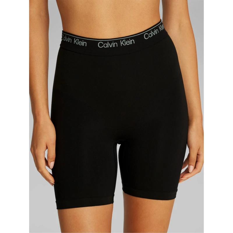 Image of Calvin Klein Womens Cotton Seamless Thigh Slimmer Control Shorts Shapewear - Shorts 8 (XS) Black 88780203310